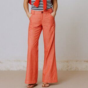 Anthropologie Coral Flare Trousers